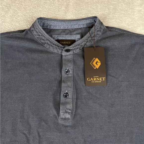 Garnet mens blue short sleeve 3 button shirt size Medium - Picture 5 of 8